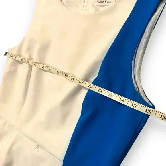 Calvin Klein Colorblock Size 8 Knee Length Black Leather Belted Casual Dress - Picture 10 of 16